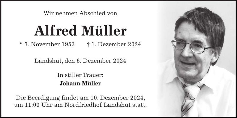 Traueranzeige Alfred Müller