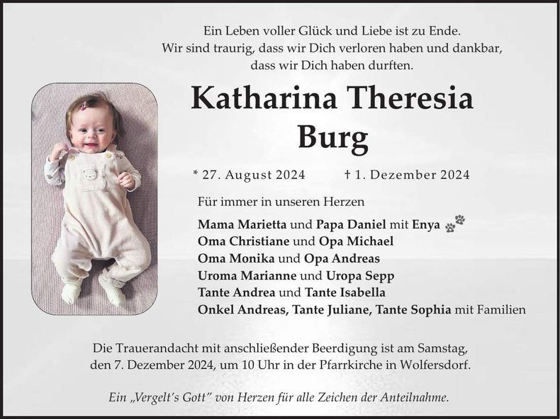 Traueranzeige Katharina Theresia Burg