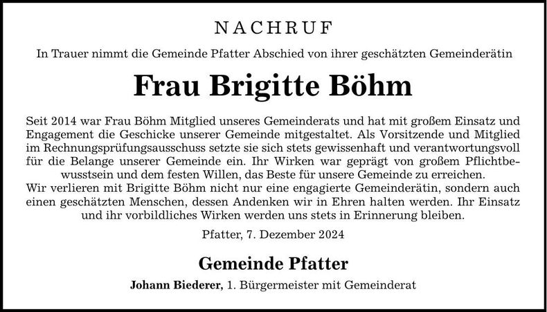 Traueranzeige Brigitte Böhm