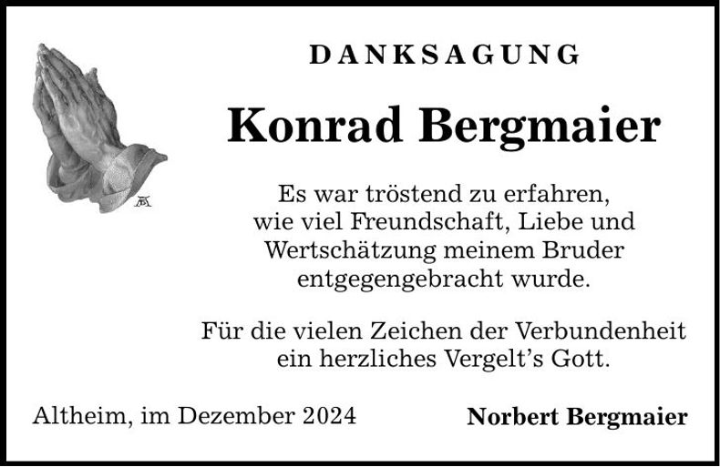 Traueranzeige Konrad Bergmaier