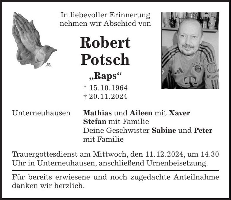 Traueranzeige Robert Potsch
