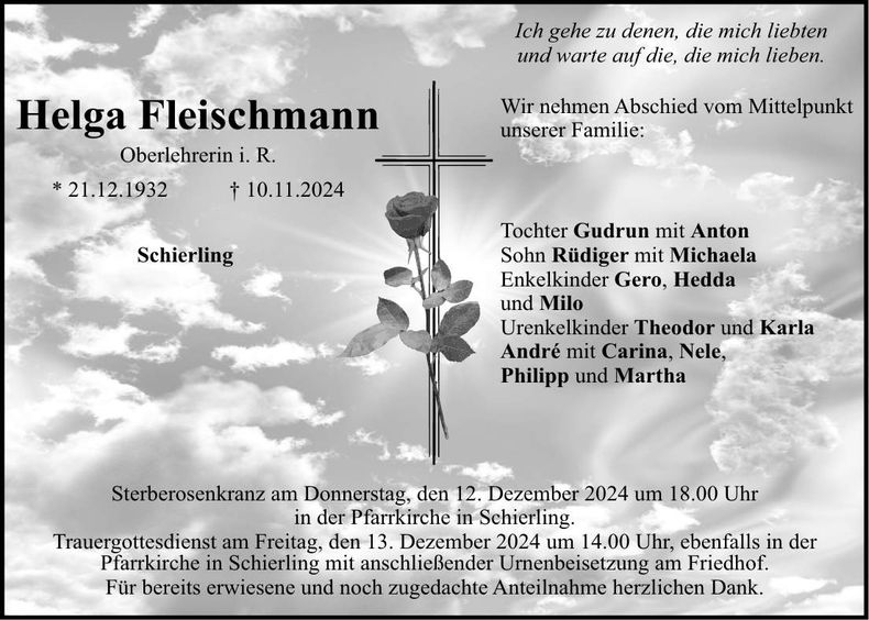 Traueranzeige Helga Fleischmann