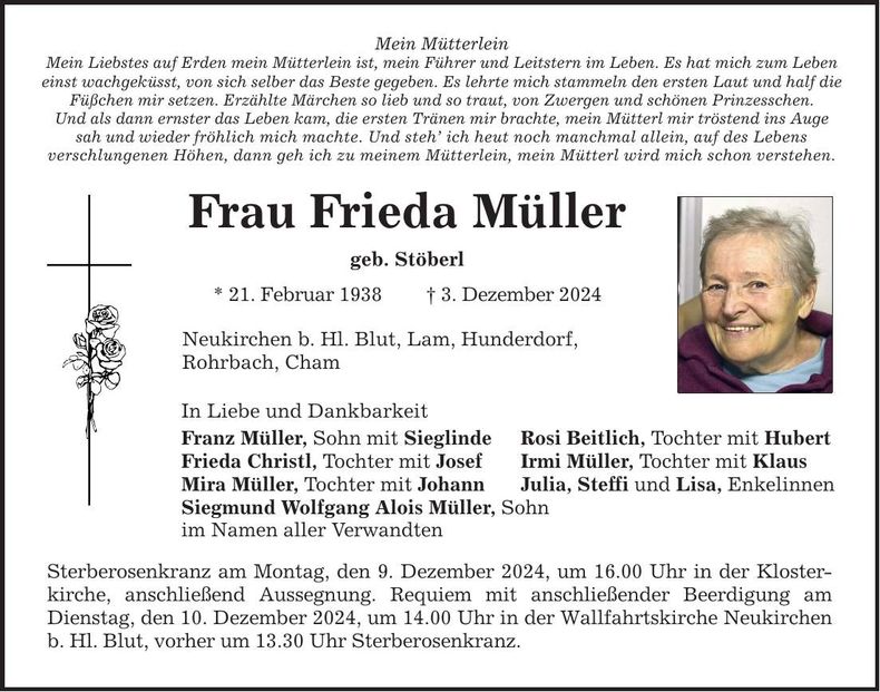 Traueranzeige Frieda Müller