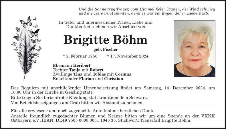 Traueranzeige Brigitte Böhm
