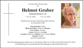 Traueranzeige Helmut Gruber