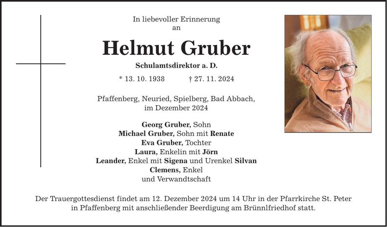 Traueranzeige Helmut Gruber