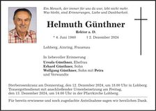 Traueranzeige Helmuth Günthner