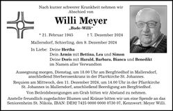 Traueranzeige Willi Meyer