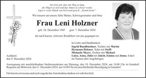 Traueranzeige Leni Holzner