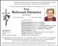 Traueranzeige Waltraud Dürmeier