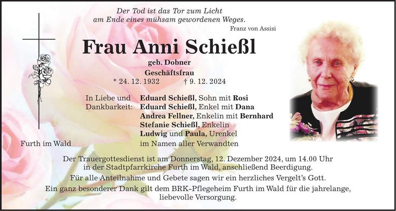 Traueranzeige Anni Schießl