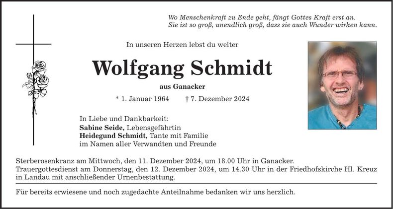 Traueranzeige Wolfgang Schmidt