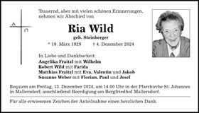 Traueranzeige Ria Wild