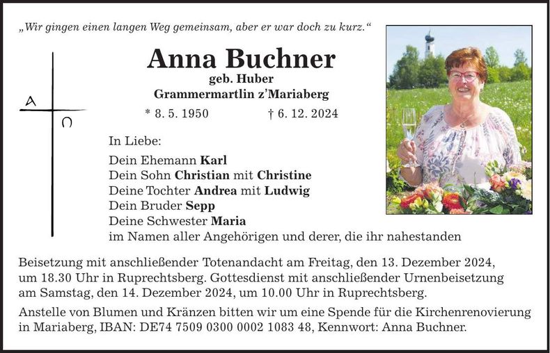 Traueranzeige Anna Buchner