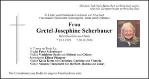 Traueranzeige Gretel Josephine Scherbauer
