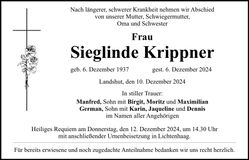 Traueranzeige Sieglinde Krippner