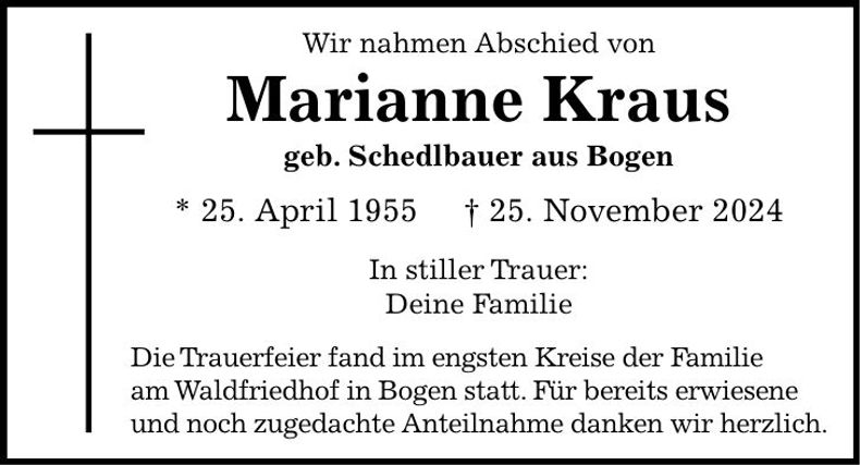 Traueranzeige Marianne Kraus