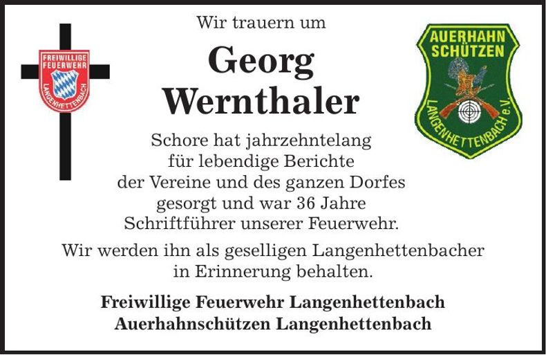 Traueranzeige Georg Wernthaler