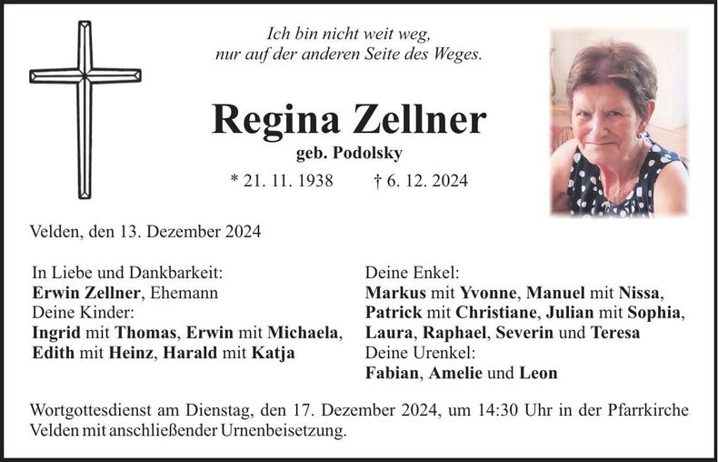 Traueranzeige Regina Zellner