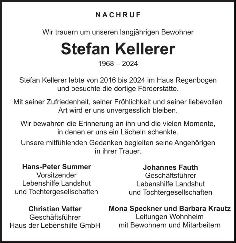 Traueranzeige Stefan Kellerer