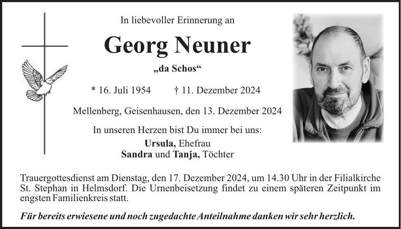 Traueranzeige Georg Neuner
