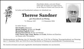 Traueranzeige Therese Sandner