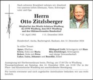 Traueranzeige Otto Zitzlsberger