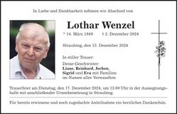 Traueranzeige Lothar Wenzel