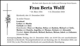 Traueranzeige Berta Wolff
