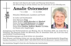 Traueranzeige Amalie Ostermeier