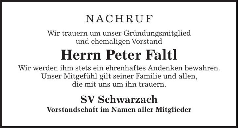 Traueranzeige Peter Faltl