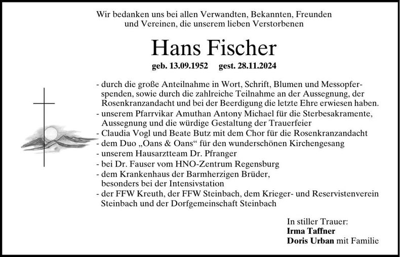 Traueranzeige Hans Fischer