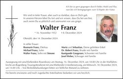 Traueranzeige Walter Franz