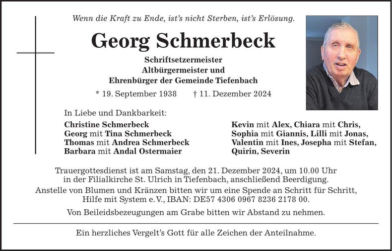Traueranzeige Georg Schmerbeck