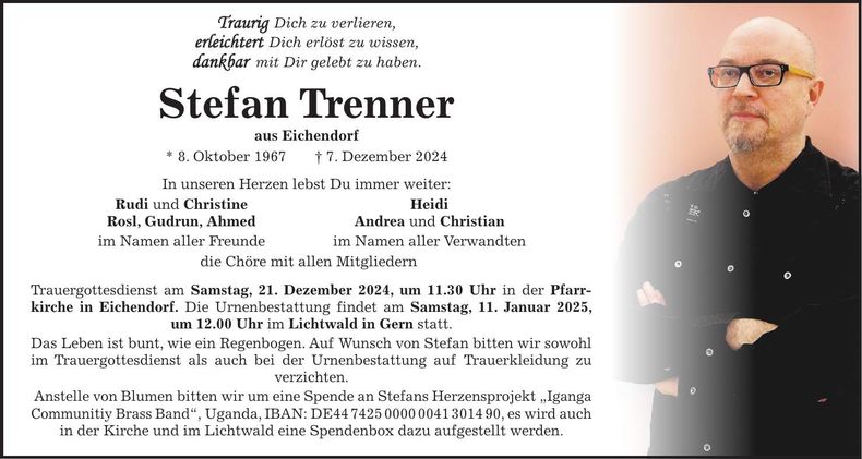Traueranzeige Stefan Trenner