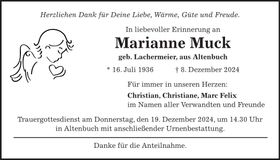 Traueranzeige Marianne Muck