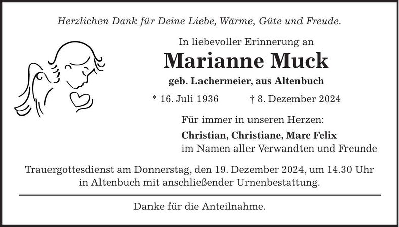 Traueranzeige Marianne Muck