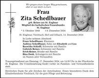 Traueranzeige Zita Schedlbauer
