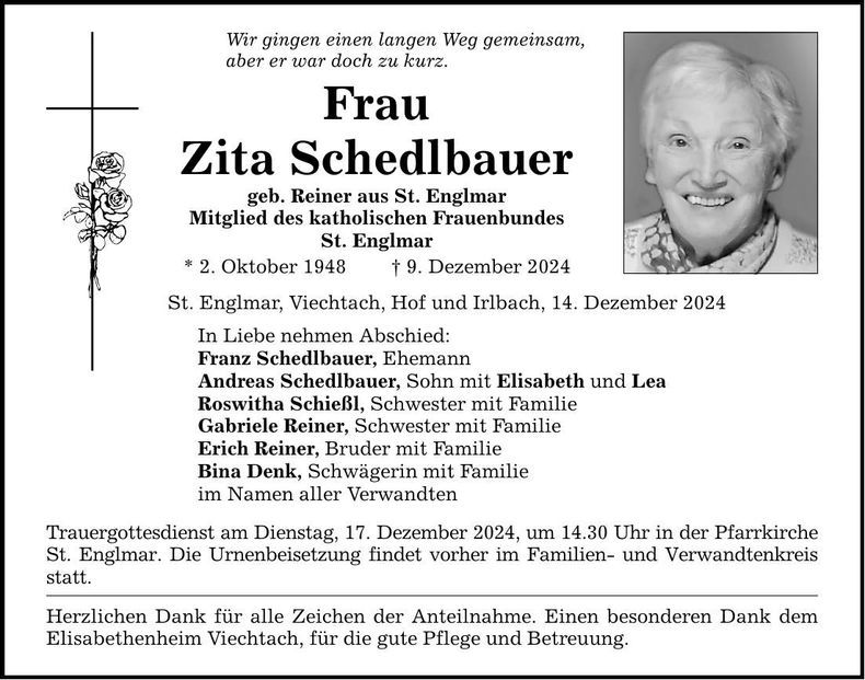 Traueranzeige Zita Schedlbauer