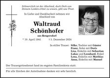 Traueranzeige Waltraud Schönhofer