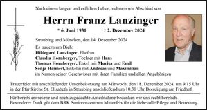 Traueranzeige Franz Lanzinger