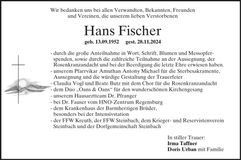 Traueranzeige Hans Fischer