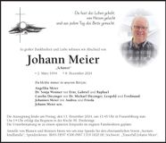 Traueranzeige Johann Meier