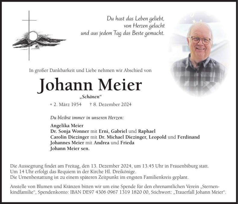 Traueranzeige Johann Meier