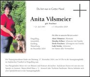 Traueranzeige Anita Vilsmeier
