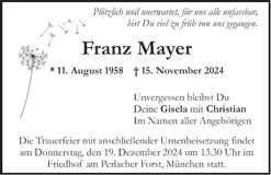 Traueranzeige Franz Mayer