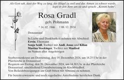 Traueranzeige Rosa Gradl