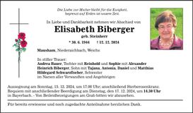 Traueranzeige Elisabeth Biberger