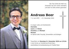 Traueranzeige Andreas Beer