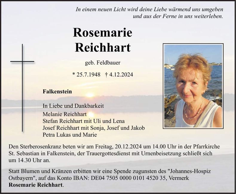 Traueranzeige Rosemarie Reichhart
